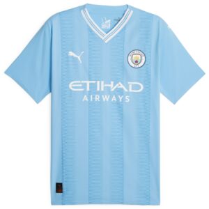 Manchester City Home Authentic Shirt 2023-24 with Champions 23 printing