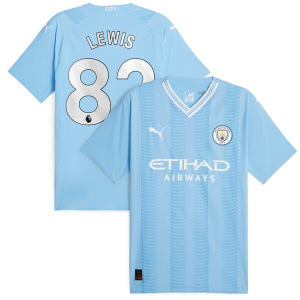 Manchester City Home Authentic Shirt 2023-24 with Lewis 82 printing