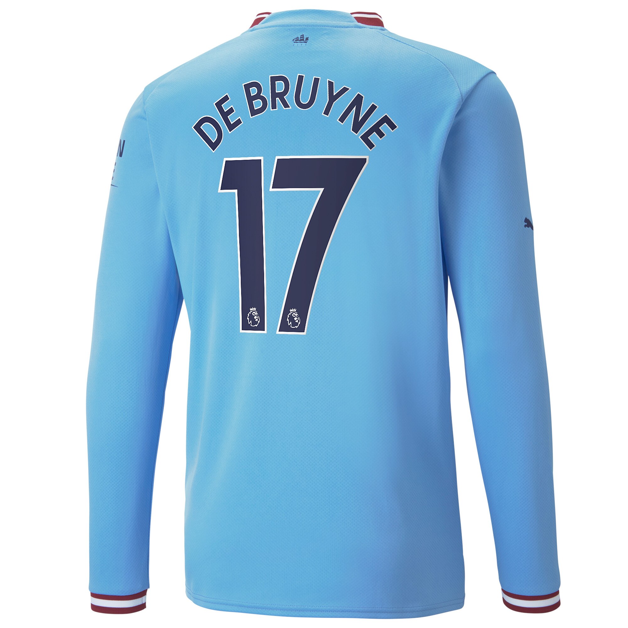 Manchester City Home Shirt 2022/23 Long Sleeve with De Bruyne 17 printing