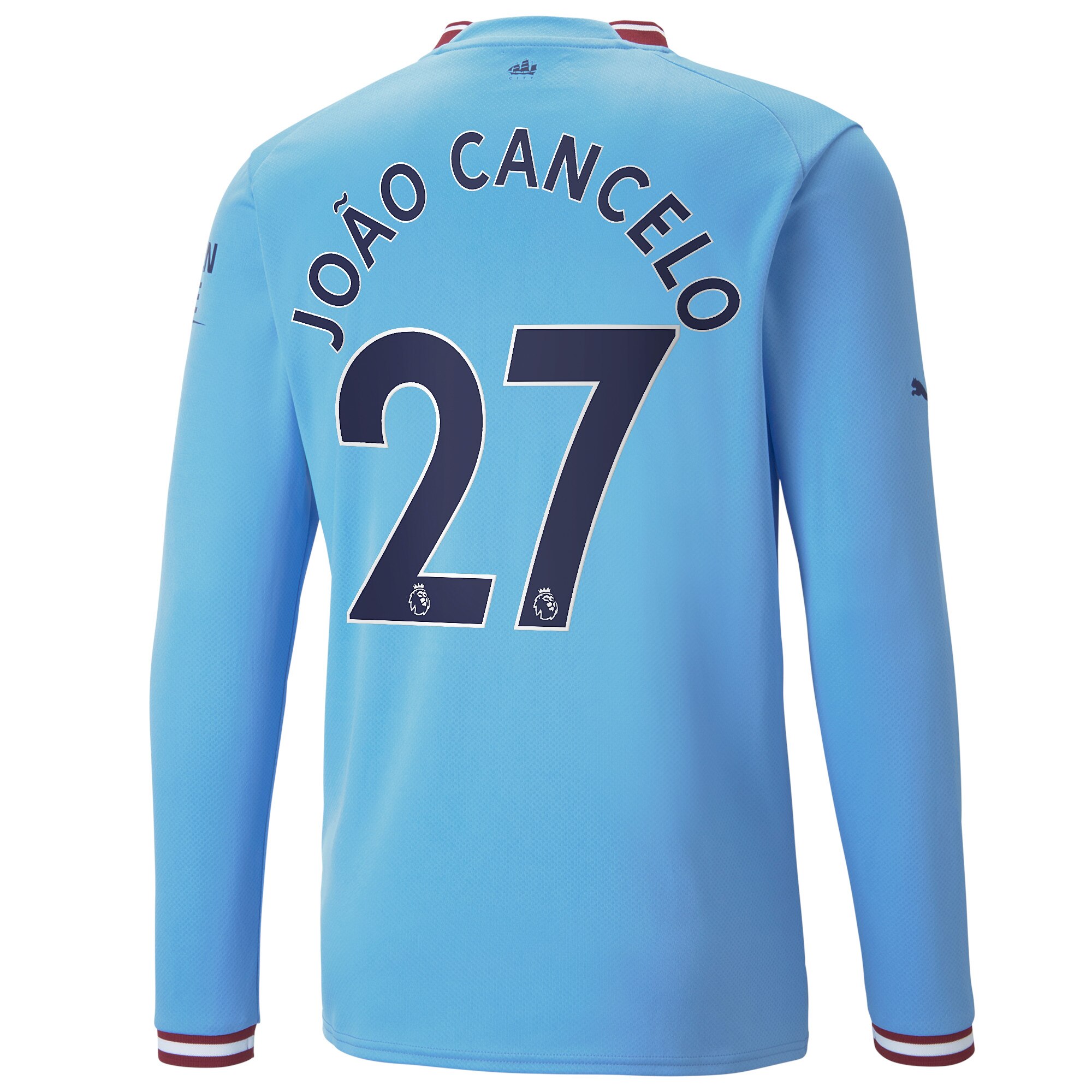 Manchester City Home Shirt 2022/23 Long Sleeve with João Cancelo 27 printing