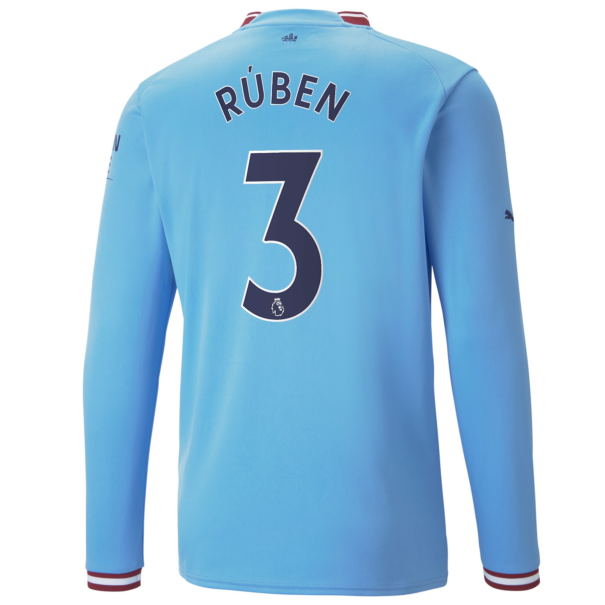Manchester City Home Shirt 2022/23 Long Sleeve with Rúben 3 printing