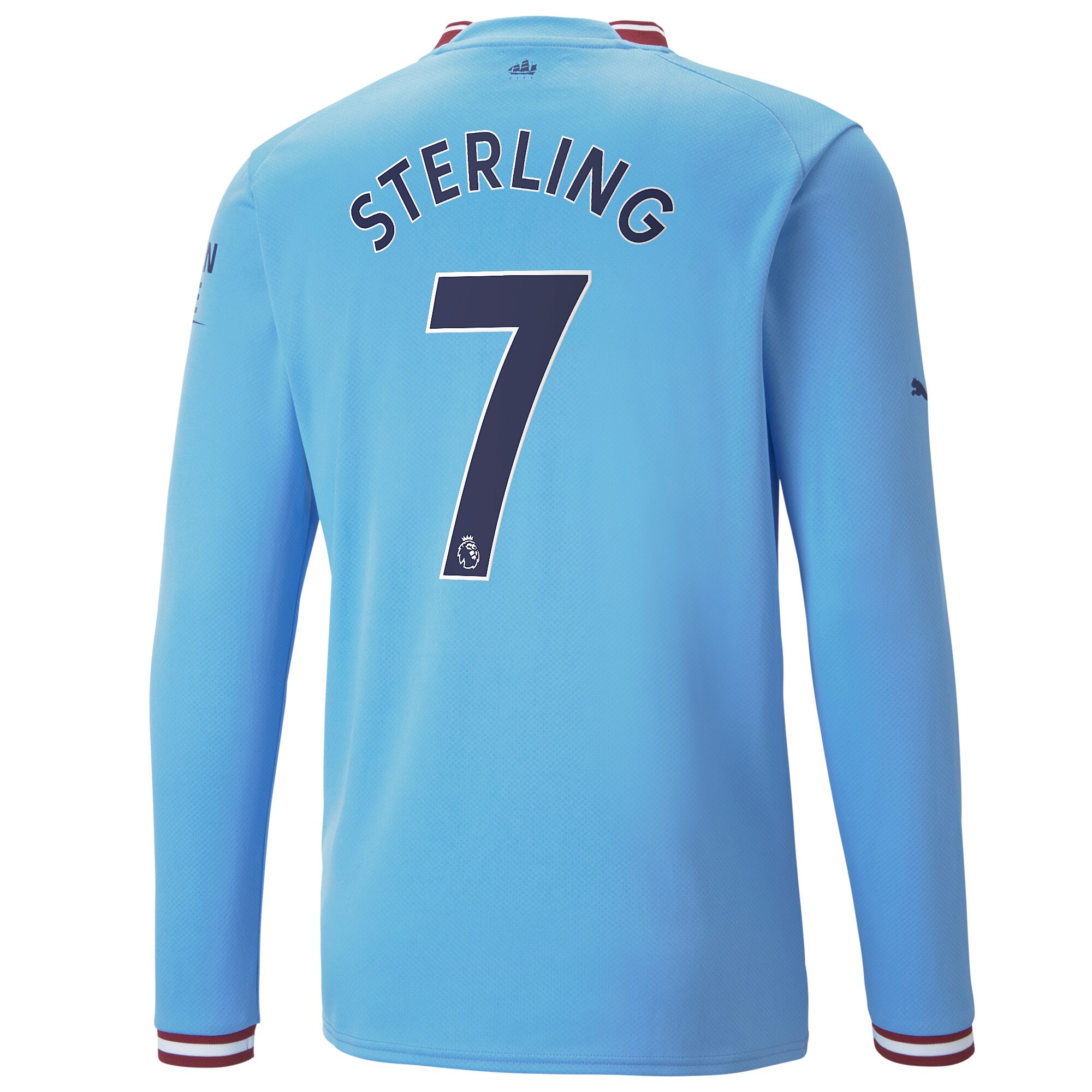 Manchester City Home Shirt 2022/23 Long Sleeve with Sterling 7 printing