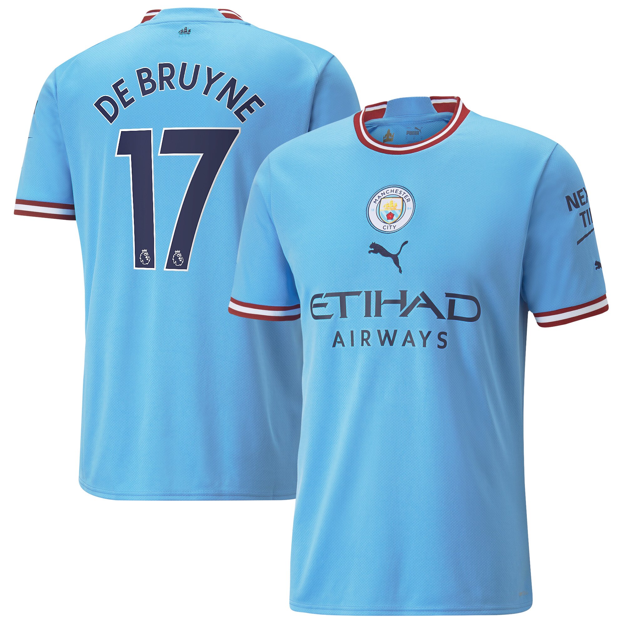 Manchester City Home Shirt 2022/23 with De Bruyne 17 printing