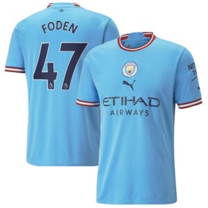 Manchester City Home Shirt 2022/23 with Foden 47 printing