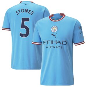 Manchester City Home Shirt 2022/23 with Stones 5 printing