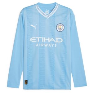 Manchester City Home Shirt 2023-24 Long Sleeve with De Bruyne 17 printing
