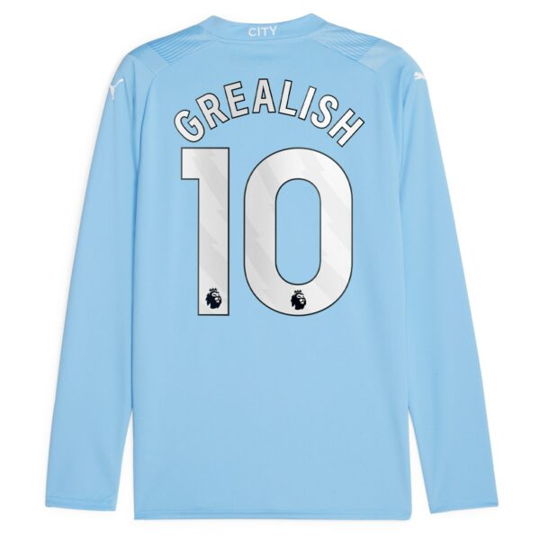 Manchester City Home Shirt 2023-24 Long Sleeve with Grealish 10 printing