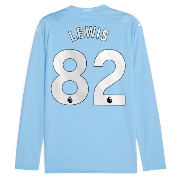 Manchester City Home Shirt 2023-24 Long Sleeve with Lewis 82 printing