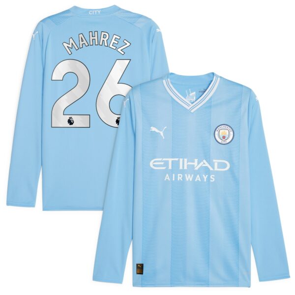 Manchester City Home Shirt 2023-24 Long Sleeve with Mahrez 26 printing