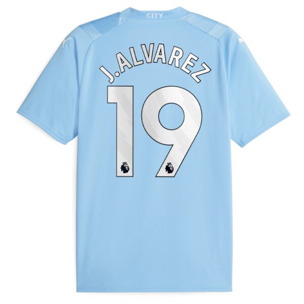 Manchester City Home Shirt 2023-24 with J.Alvarez 19 printing