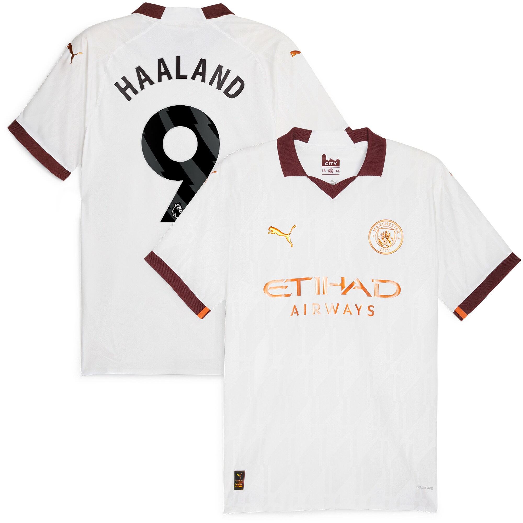 Manchester City Away Authentic Shirt 2023-24 with Haaland 9 printing