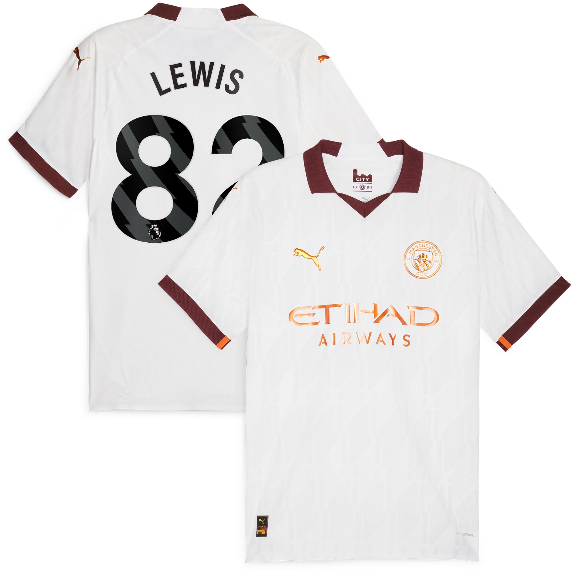 Manchester City Away Authentic Shirt 2023-24 with Lewis 82 printing