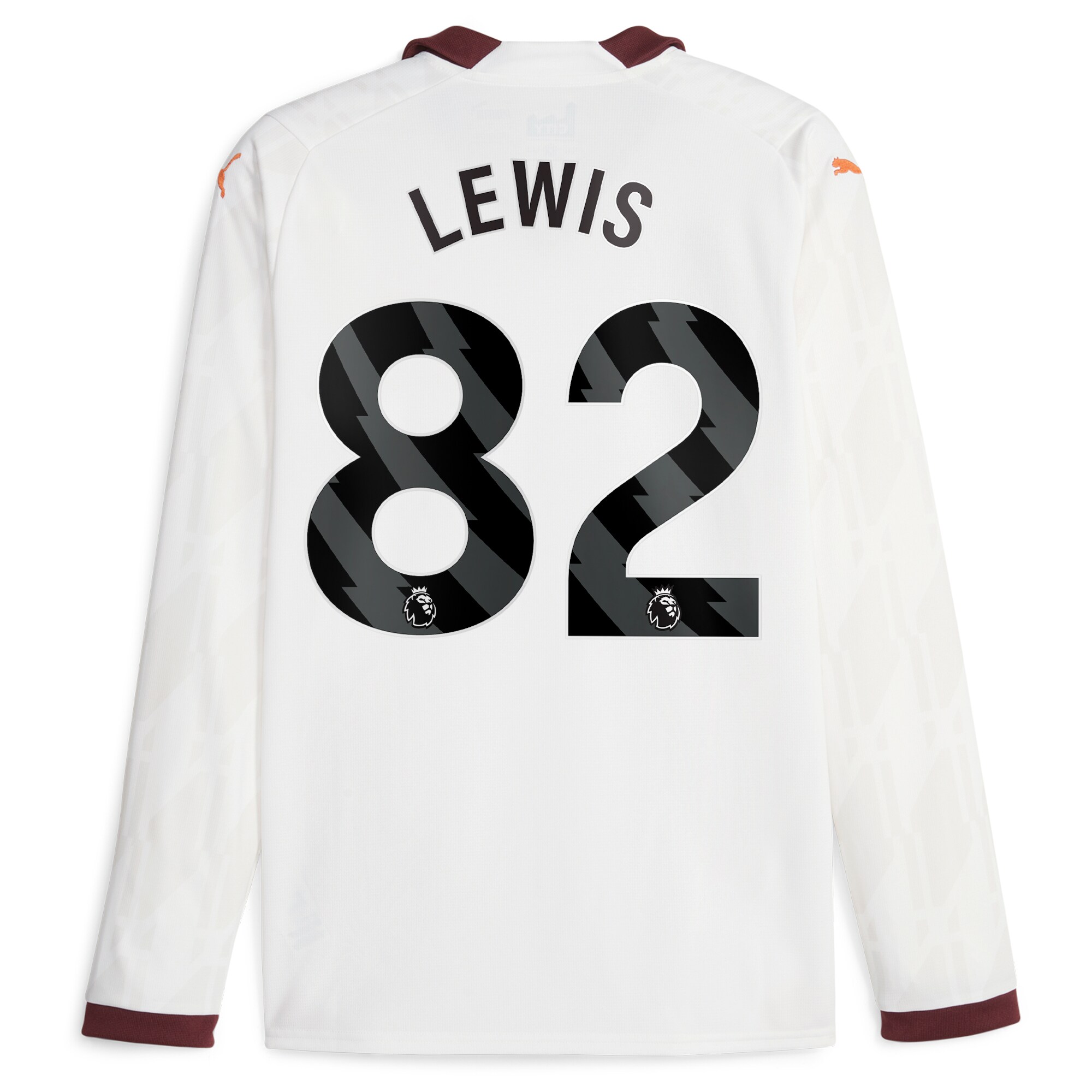 Manchester City Away Shirt 2023-24 Long Sleeve with Lewis 82 printing