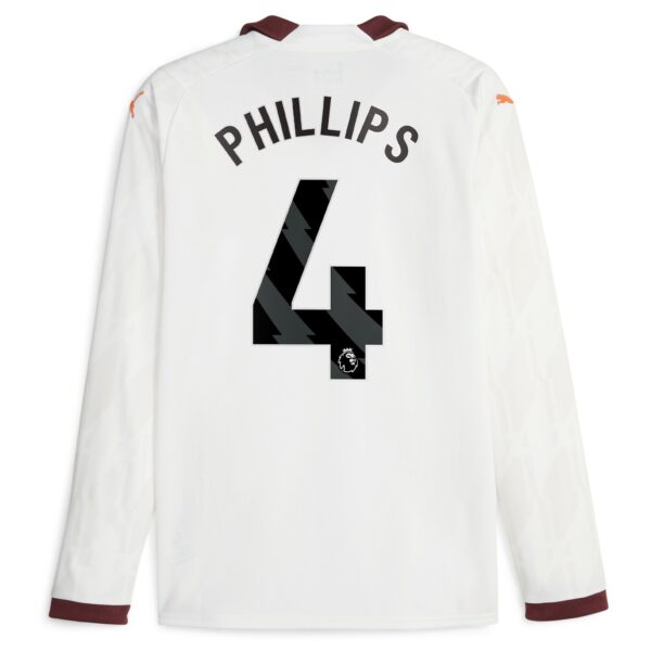Manchester City Away Shirt 2023-24 Long Sleeve with Phillips 4 printing