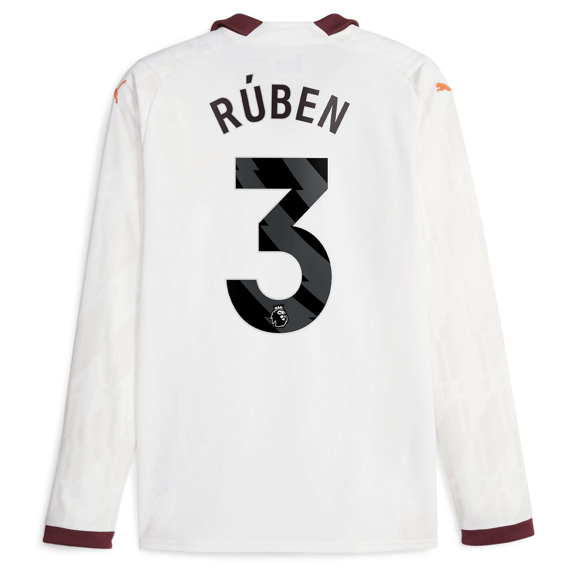 Manchester City Away Shirt 2023-24 Long Sleeve with Rúben 3 printing