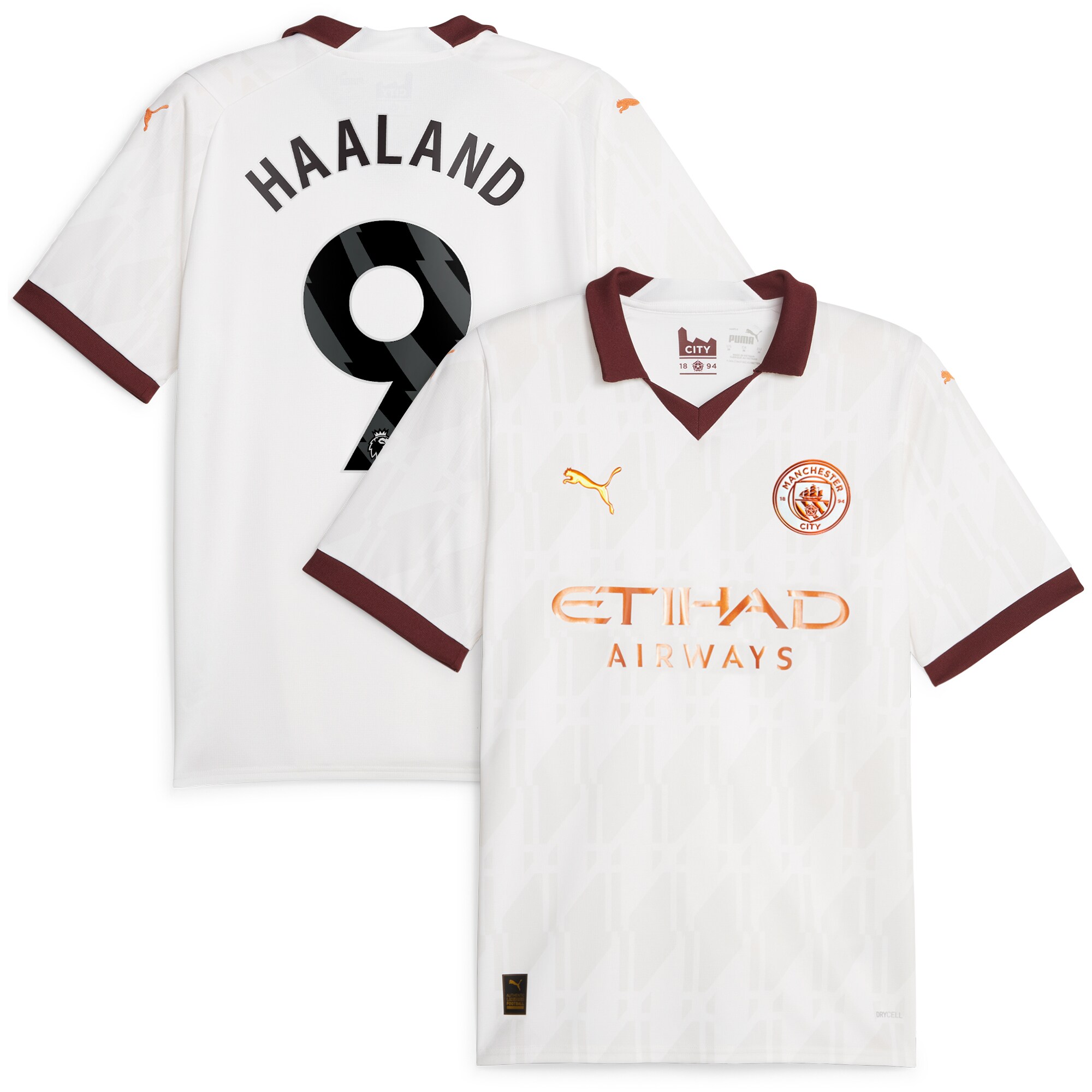 Manchester City Away Shirt 2023-24 with Haaland 9 printing