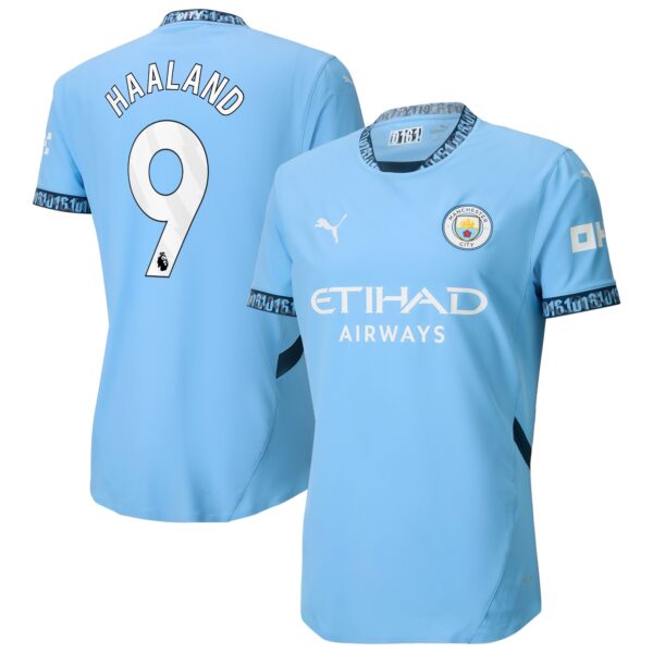 Manchester City Home Authentic Shirt 2024-25 with Haaland 9 printing