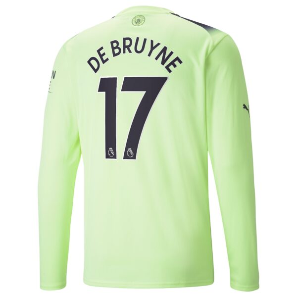 Manchester City Third Shirt 2022-23 - Long Sleeve with De Bruyne 17 printing