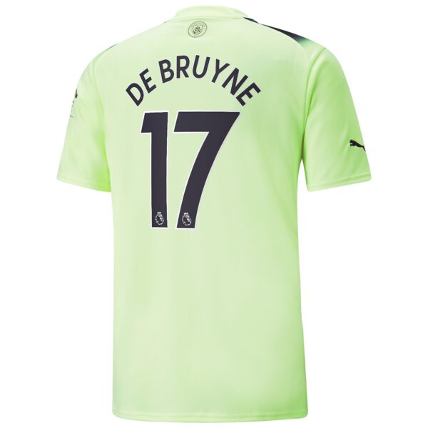 Manchester City Third Shirt 2022-23 with De Bruyne 17 printing