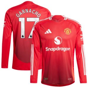 Manchester United Home Authentic Shirt 2024-25 - Long sleeve with Garnacho 17 printing