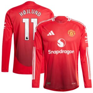 Manchester United Home Authentic Shirt 2024-25 - Long sleeve with Højlund 11 printing