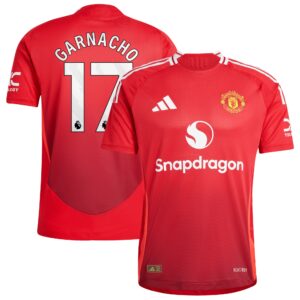 Manchester United Home Authentic Shirt 2024-25 with Garnacho 17 printing