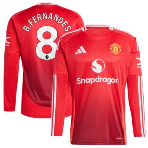 Manchester United Home Shirt 2024-25 - Long Sleeve with B.Fernandes 8 printing