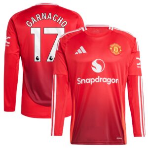 Manchester United Home Shirt 2024-25 - Long Sleeve with Garnacho 17 printing