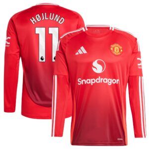 Manchester United Home Shirt 2024-25 - Long Sleeve with Højlund 11 printing