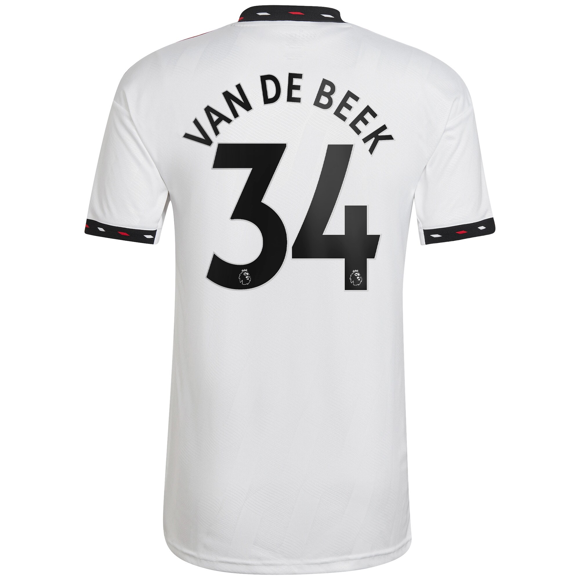 Manchester United Away Shirt 2022-23 with Van De Beek 34 printing