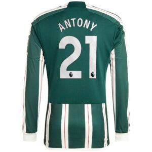 Manchester United Away Shirt 2023-24 Long Sleeve with Antony 21 printing