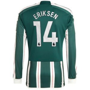Manchester United Away Shirt 2023-24 Long Sleeve with Eriksen 14 printing
