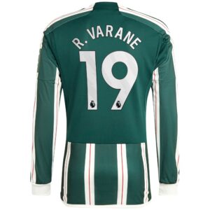 Manchester United Away Shirt 2023-24 Long Sleeve with R. Varane 19 printing