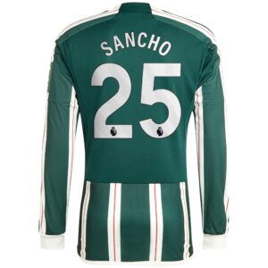 Manchester United Away Shirt 2023-24 Long Sleeve with Sancho 25 printing
