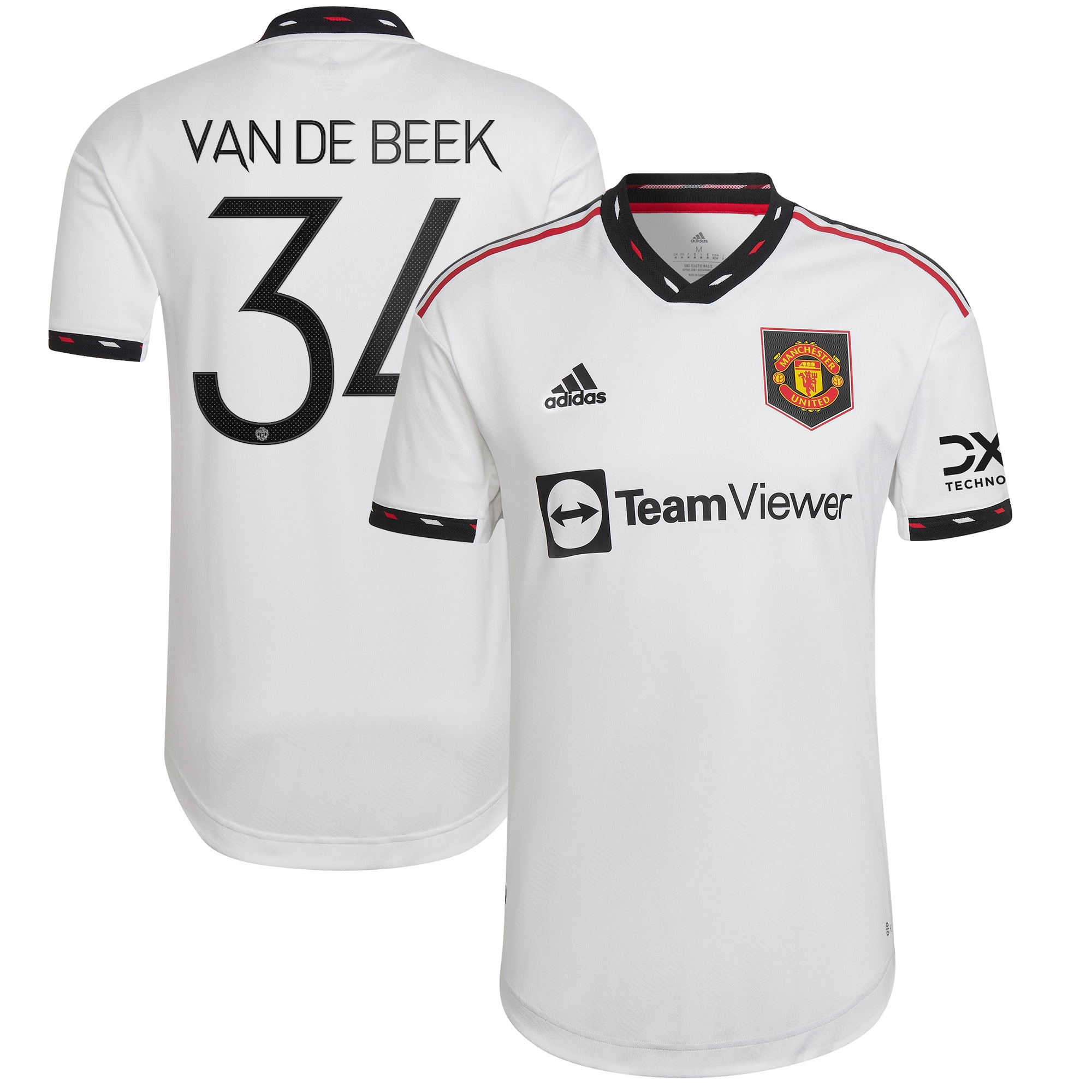 Manchester United Cup Away Authentic Shirt 2022-23 with Van De Beek 34 printing