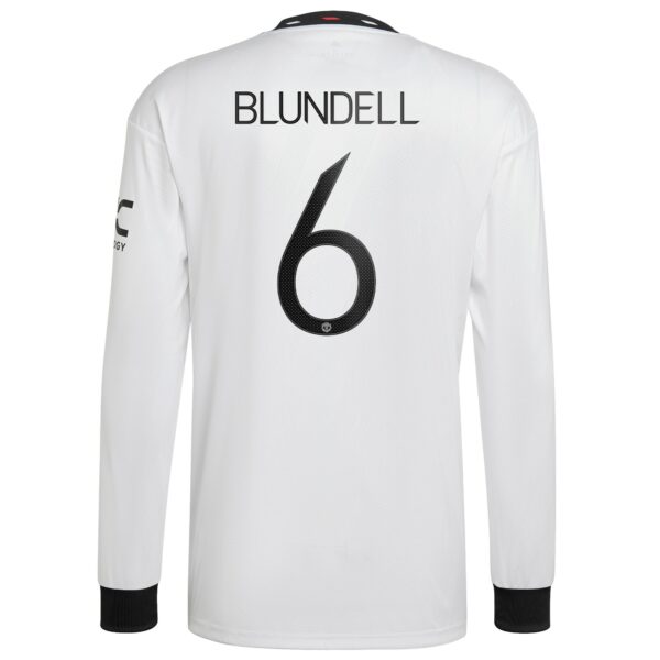 Manchester United Cup Away Shirt 2022-23 - Long Sleeve with Blundell 6 printing
