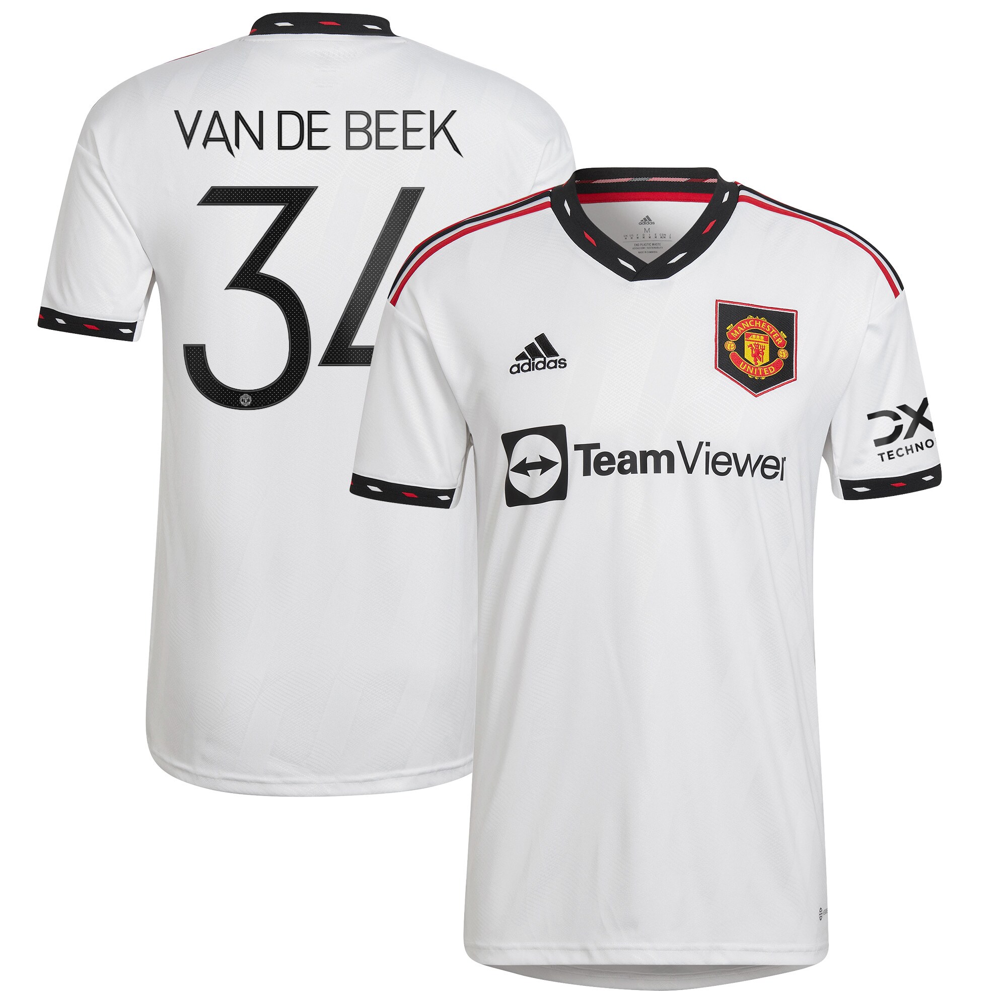 Manchester United Cup Away Shirt 2022-23 with Van De Beek 34 printing