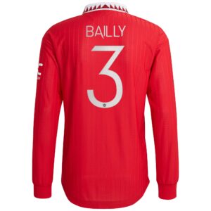 Manchester United Cup Home Authentic Shirt 2022-23 - Long Sleeve with Bailly 3 printing