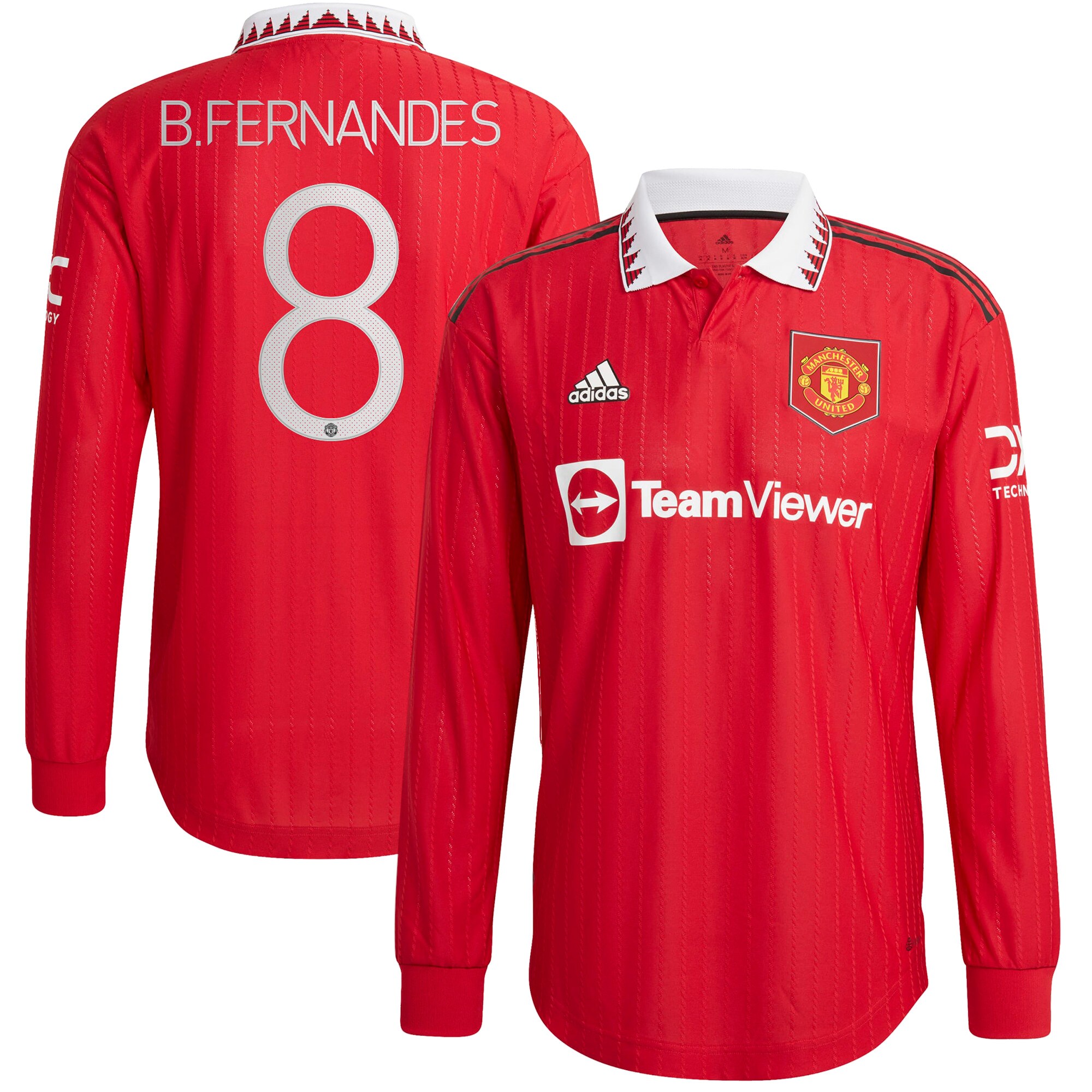 Manchester United Cup Home Authentic Shirt 2022-23 - Long Sleeve with B.Fernandes 8 printing