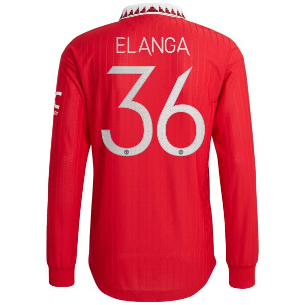 Manchester United Cup Home Authentic Shirt 2022-23 - Long Sleeve with Elanga 36 printing