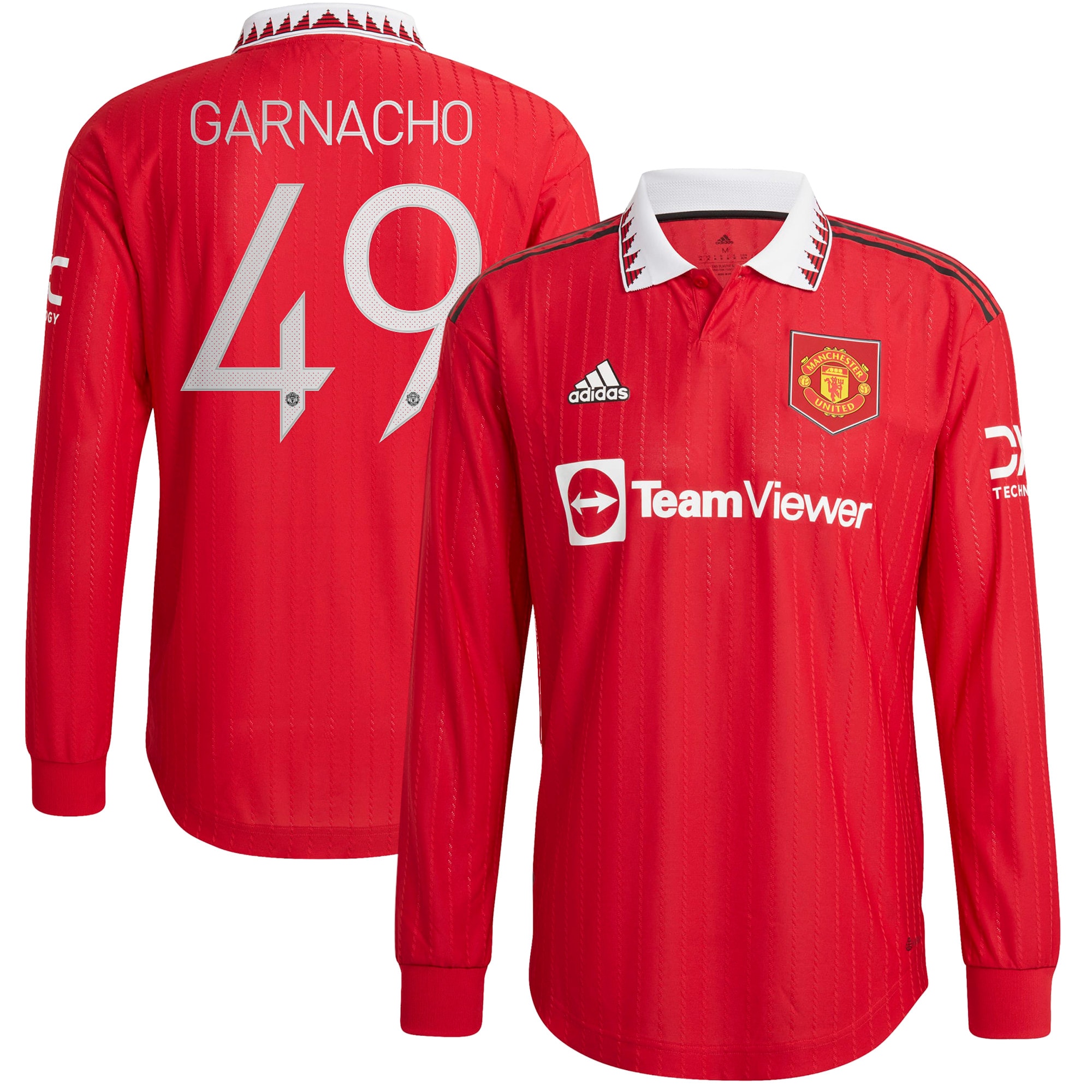 Manchester United Cup Home Authentic Shirt 2022-23 - Long Sleeve with Garnacho 49 printing