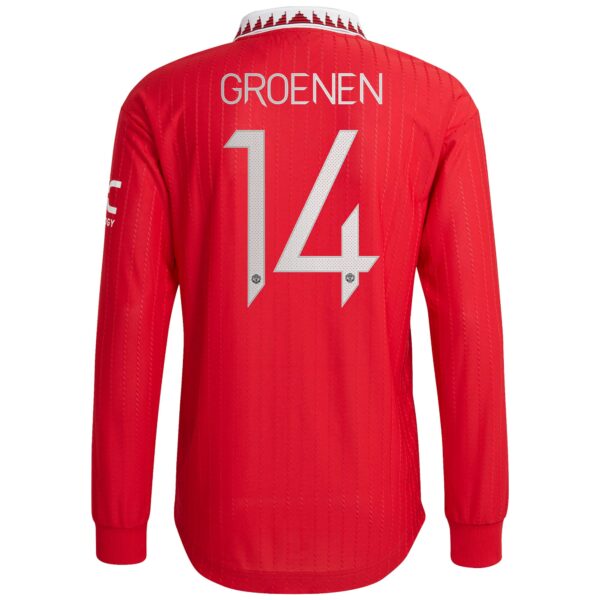 Manchester United Cup Home Authentic Shirt 2022-23 - Long Sleeve with Groenen 14 printing