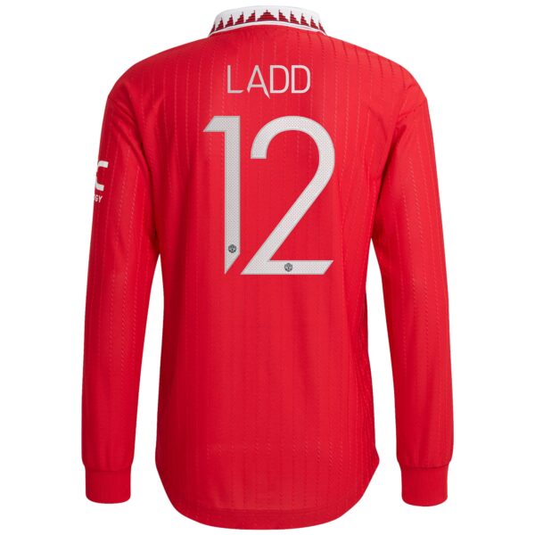 Manchester United Cup Home Authentic Shirt 2022-23 - Long Sleeve with Ladd 12 printing