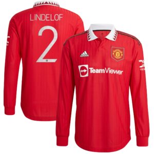Manchester United Cup Home Authentic Shirt 2022-23 - Long Sleeve with Lindelof 2 printing