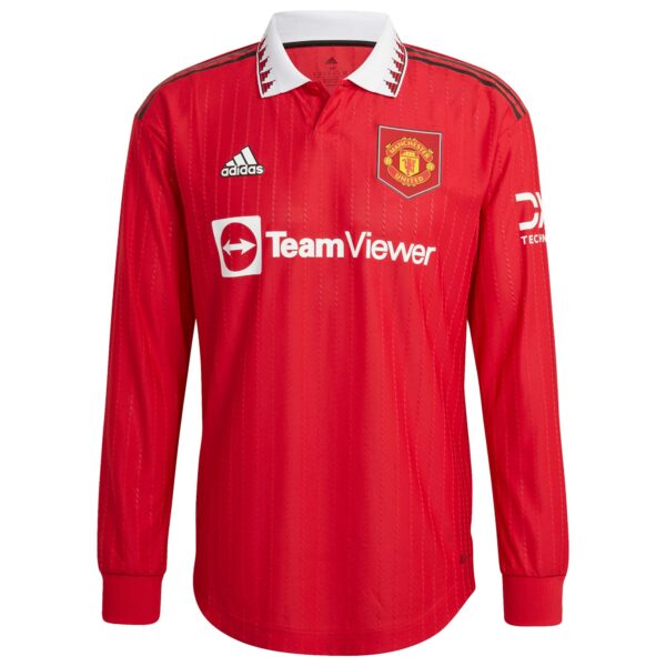 Manchester United Cup Home Authentic Shirt 2022-23 - Long Sleeve with R. Varane 19 printing