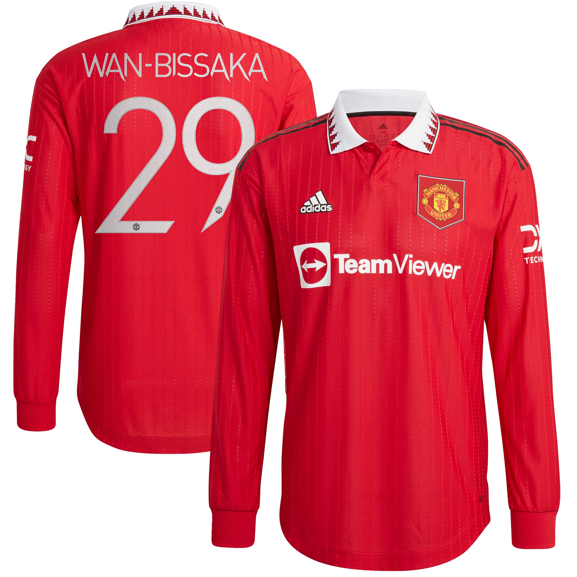 Manchester United Cup Home Authentic Shirt 2022-23 - Long Sleeve with Wan-Bissaka 29 printing
