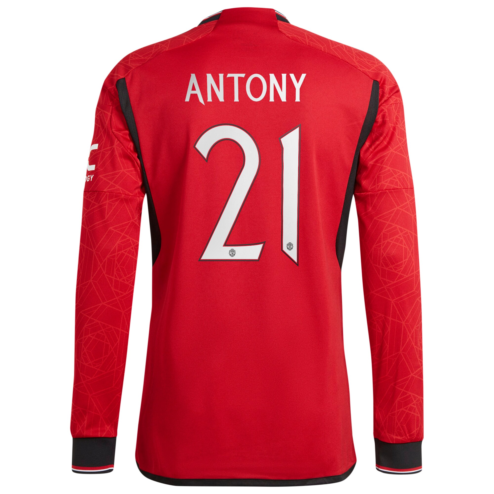 Manchester United Cup Home Authentic Shirt 2023-24 Long Sleeve with Antony 21 printing
