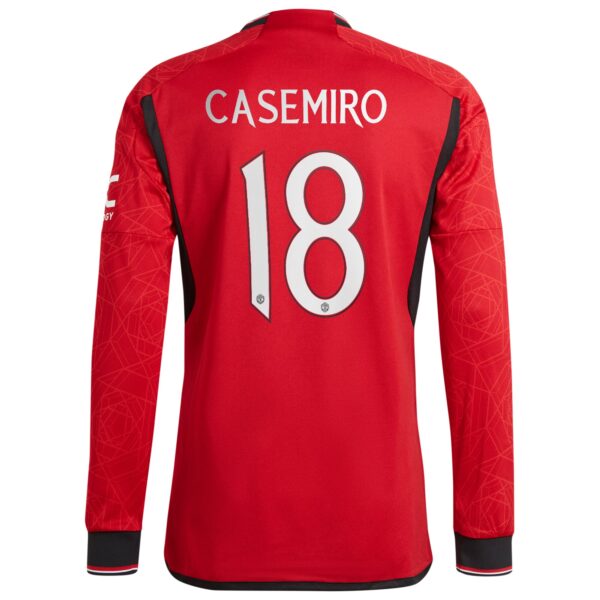 Manchester United Cup Home Authentic Shirt 2023-24 Long Sleeve with Casemiro 18 printing