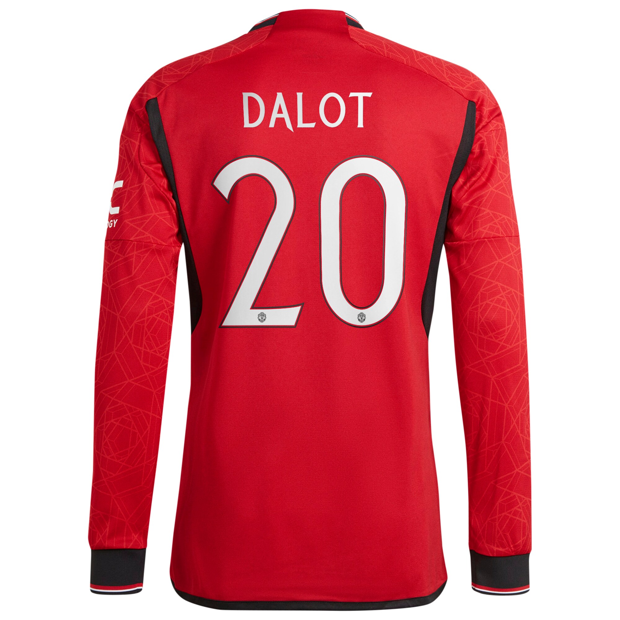 Manchester United Cup Home Authentic Shirt 2023-24 Long Sleeve with Dalot 20 printing