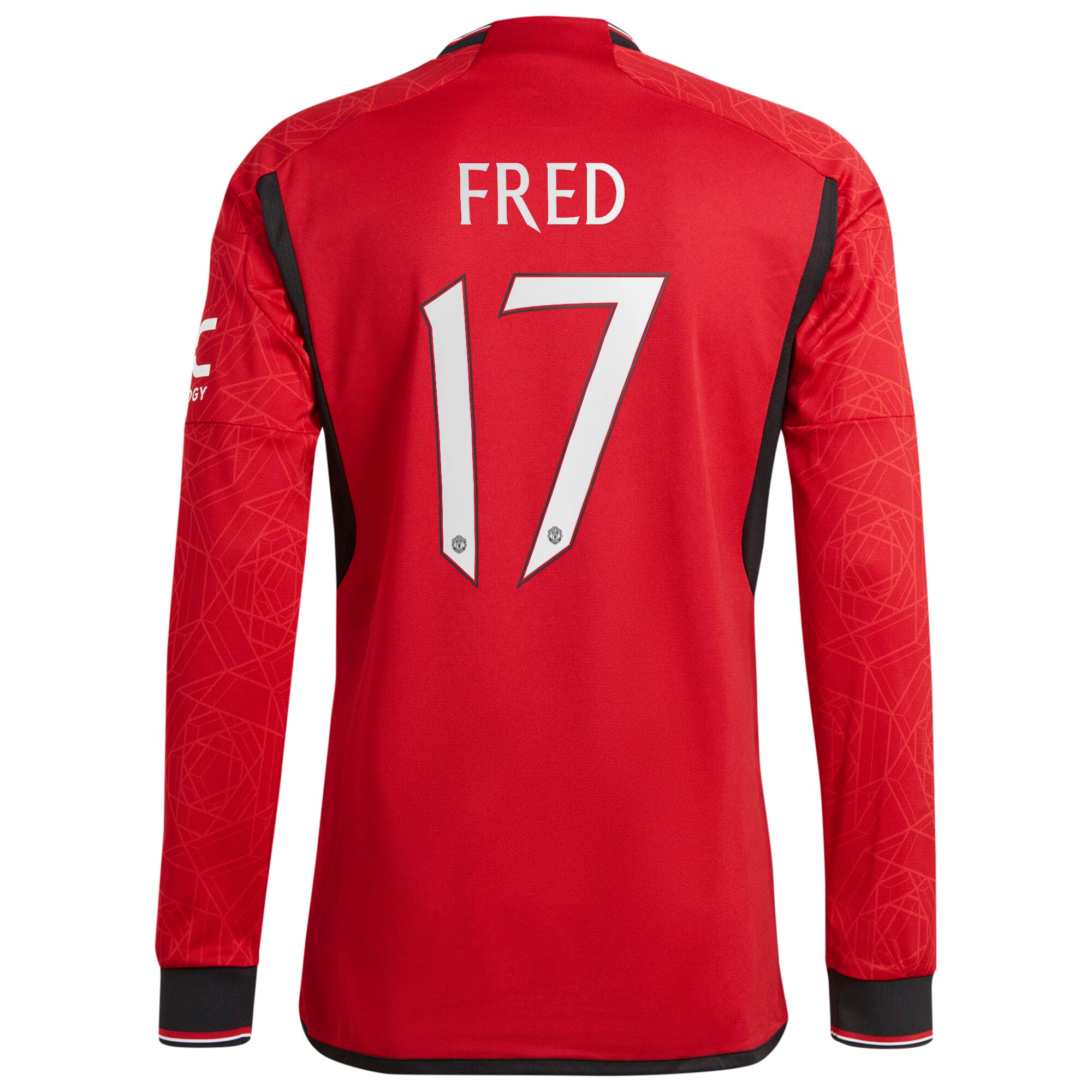 Manchester United Cup Home Authentic Shirt 2023-24 Long Sleeve with Fred 17 printing